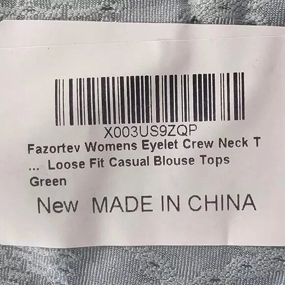 Fazortev Womens Eyelet Crew Neck T Loose Fit Casual Blouse Top(M) - Picture 5 of 5